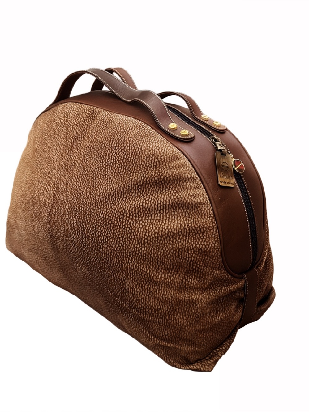 Borbonese Textured Tote with Leather Trim